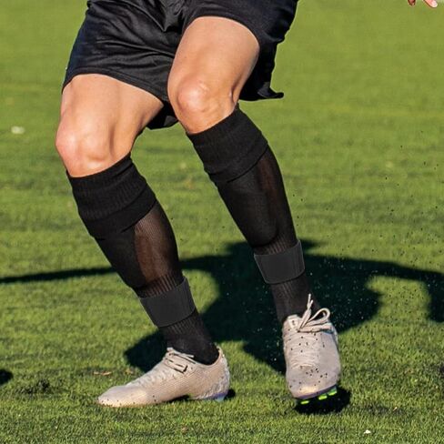 2 Pairs Football Shin Guards Insert Plate Fixation and Comfortable Fit, Black Nylon Soccer Leg Protection Straps for Athletes, for Football Party Decor and Sports in Kuwait