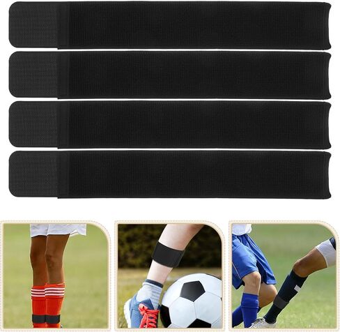 2 Pairs Football Shin Guards Insert Plate Fixation and Comfortable Fit, Black Nylon Soccer Leg Protection Straps for Athletes, for Football Party Decor and Sports in Kuwait
