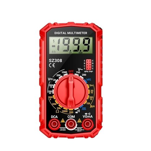 SZ308 مقياس مقاومة الجهد الرقمي AC/DC الحالي المتعدد مربع اختبار الموجة متر كهربائي LCD الخلفية أداة أوم (SZ308 أحمر) in Kuwait