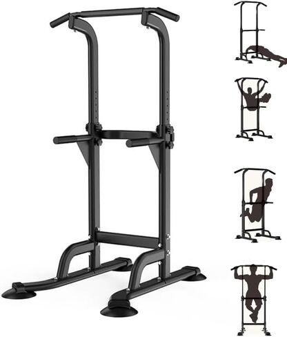 Power Tower Pull Up Bar and Dip Station for Home Gym, Adjustable Pull Up Bar with 300 Lbs Capacity, Free Standing Chin Up Bar for Strength Training, Men Women Teens in Kuwait