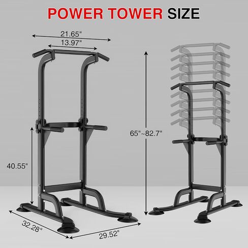 Power Tower Pull Up Bar and Dip Station for Home Gym, Adjustable Pull Up Bar with 300 Lbs Capacity, Free Standing Chin Up Bar for Strength Training, Men Women Teens in Kuwait