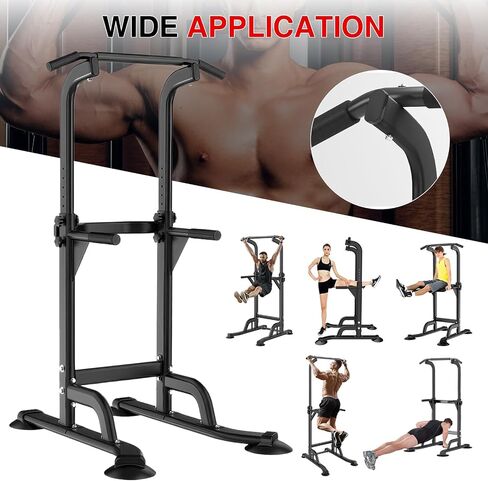 Power Tower Pull Up Bar and Dip Station for Home Gym, Adjustable Pull Up Bar with 300 Lbs Capacity, Free Standing Chin Up Bar for Strength Training, Men Women Teens in Kuwait