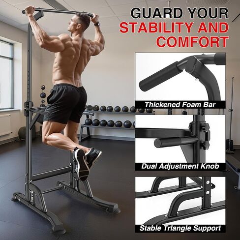 Power Tower Pull Up Bar and Dip Station for Home Gym, Adjustable Pull Up Bar with 300 Lbs Capacity, Free Standing Chin Up Bar for Strength Training, Men Women Teens in Kuwait