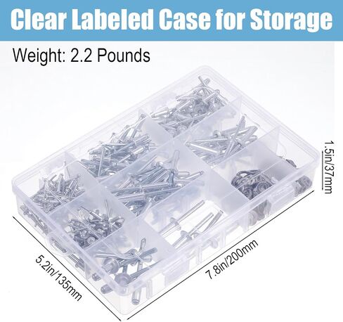 450Pcs 304 Stainless Steel Pop Rivets with Washers Assortment Kit, 8 SAE Sizes (1/8", 3/16", 1/4") Blind Rivets for DIY, Home, Automotive and Metal Repairs in Saudi Arabia