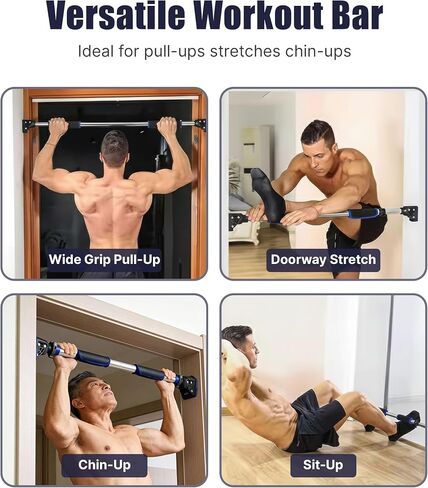 Pull Up Bar for Doorway Chin Up Bar, No Screws Door Frame Width Locking Adjustable 72-97cm (28-38 in) Body Fitness Training Equipment, Strength Training Pull-up Bars for Home Gym, Max Load 440lb in Kuwait