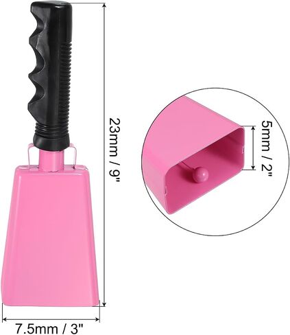 PATIKIL 9inch Cow Bells for Football Games, Cowbells for Sporting Events Bulk Loud Noise Makers Metal Cow Bell with Handle for Cheering Competition Marathon Wedding DIY Paint, Pink in Saudi Arabia