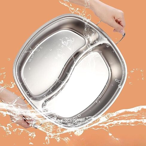 Shabu Shabu Hot Pot Stainless Steel Divided Hot Pot Pan with Two Flavor Separation Hollow Handle Easy Maintenance Suitable for, Without lid in Kuwait