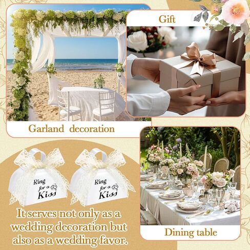 24 Pcs Wedding Cowbells Bulk 3 Inch Ring for a Kiss Cowbells with Handle Ribbon for Bride Groom Church Wedding Reception Decorations Goodies Bags Party Supplies in Saudi Arabia