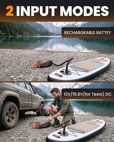 OutdoorMaster Shark 3 Mini 74Wh مضخة كهربائية محمولة على شكل مجداف، نفخ سريع 5'30 بوصة، مضخة هواء SUP قابلة لإعادة الشحن، إيقاف تلقائي وانكماش، 20PSI 12V/15.8V DC ومدخل النوع C، 8 فوهات للنفخ in Kuwait