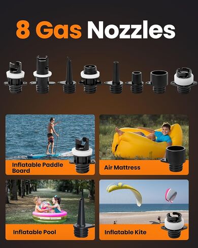 OutdoorMaster Shark 3 Mini 74Wh مضخة كهربائية محمولة على شكل مجداف، نفخ سريع 5'30 بوصة، مضخة هواء SUP قابلة لإعادة الشحن، إيقاف تلقائي وانكماش، 20PSI 12V/15.8V DC ومدخل النوع C، 8 فوهات للنفخ in Kuwait