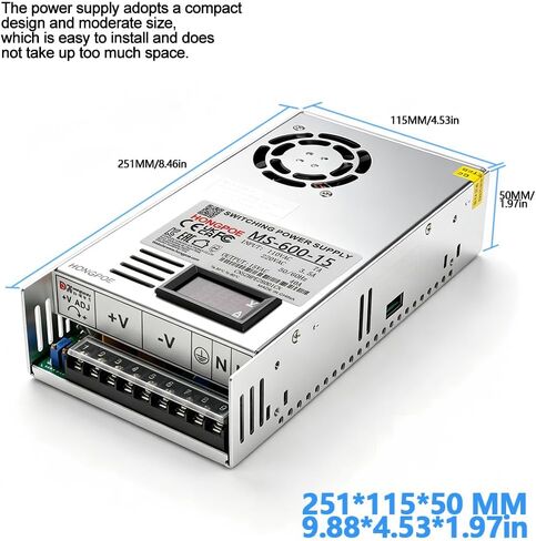 600 واط 0-15V40A تيار مستمر تحويل التيار الكهربائي، محول صناعي PSU AC 110 فولت/220 فولت إلى تيار مستمر 0-15 فولت محول محول لشرائط ضوء LED، كاميرات CCTV in Kuwait