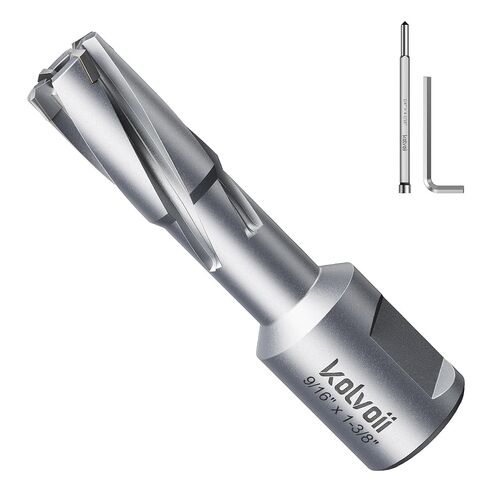 قاطع حلقي ذو رأس كربيد Kolvoii، قطر 9/16 بوصة × عمق 1-3/8 بوصة، ساق ويلدون 3/4 بوصة (2 مسطح) TCT Mag مثقاب للفولاذ المقاوم للصدأ والحديد الزهر والفولاذ الصلب، قطع عالي السرعة مع دبوس طيار in Kuwait