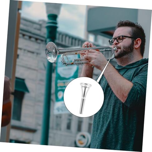 YARNOW Silver Plated Brass Horn Mouth Replacement French Horn Accessory Practical Mouthpiece 2.55X0.98X0.98 Inch for Students and Professionals in Kuwait