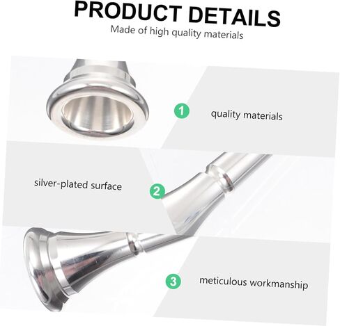 YARNOW Silver Plated Brass Horn Mouth Replacement French Horn Accessory Practical Mouthpiece 2.55X0.98X0.98 Inch for Students and Professionals in Kuwait