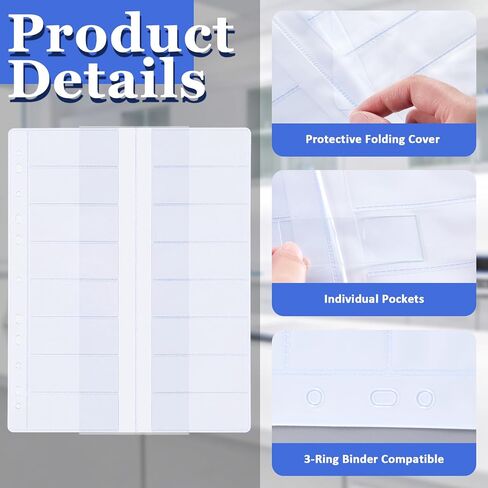 Sabary 10 Pack Microscope Slide Holder Pages for 3 Ring Binder, Holds 160 Standard 25 x 75 mm Glass Slides, Clear Slide Storage Sheets for Lab, School, Research, Specimen Collection Organizer in Kuwait