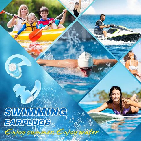 Ear Plugs for Swimming with String, Blocks Water Out Lets Sound in, Custom-fit Swimmer Earplugs - Waterproof Ear Protection for Surfing, Swim, Kiteboarding, Showering, Other Water Activities in Kuwait