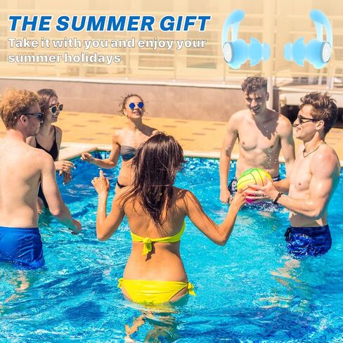 Ear Plugs for Swimming with String, Blocks Water Out Lets Sound in, Custom-fit Swimmer Earplugs - Waterproof Ear Protection for Surfing, Swim, Kiteboarding, Showering, Other Water Activities in Kuwait