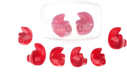 Doc’s Proplugs Combo Pack – (Adult 18+) – Vented – RED – Includes Case | 4 Sizes in One Pack | Reusable Earplugs for Surfing, Swimming, Diving & More | Blocks Water & Noise | Made in USA in Kuwait