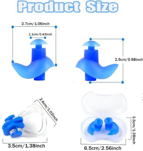 3 Pair Swimming Ear Plugs for Kids, Waterproof Silicone Ear Plugs Reusable Swim Earplug with Nose Clips for Age 8 Above Child Adults, Surfing, Bathing, Water Sports in Kuwait