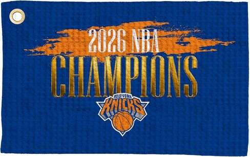 منشفة الجولف Northwest New York Knicks 2026 NBA Champions Waffle Golf، نسيج من الألياف الدقيقة مرخص رسميًا، ملحقات تنظيف النادي الماصة، مشبك حلقة تسلق، 16 × 25 بوصة in Kuwait