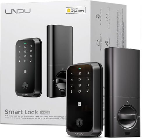 قفل باب دخول بدون مفتاح ببصمة الإصبع مع مفتاح Apple Home وAndroid NFC اضغط لفتح القفل، مدمج في Wi-Fi Deadbolt، جهاز تحكم عن بعد، يعمل مع HomeKit، Alexa، Google، BHMA Cert in Kuwait