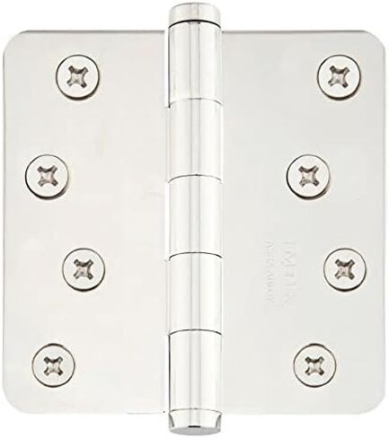 Emtek 91024 4" x 4" محمل عادي 1/4" مفصلات نصف قطرها زوايا نقر - زوج، كروم مصقول in Kuwait