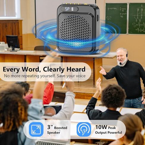 مضخم صوت محمول سماعة رأس سلكية للمعلمين | مكبر صوت بلوتوث قابل لإعادة الشحن من النوع C، عمر بطارية طويل لتشغيل USB TF مع مشبك حبل للدليل السياحي في الفصل الدراسي in Kuwait