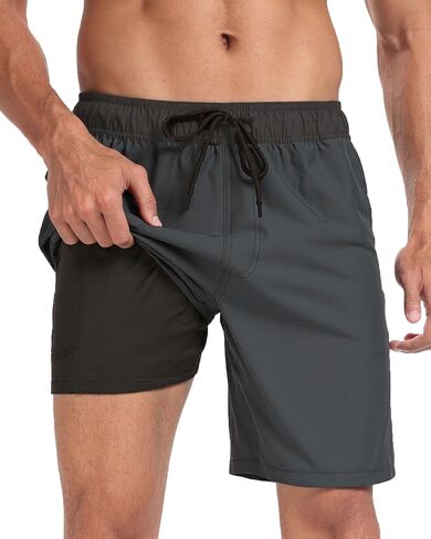 Mens Swim Trunks 7" Quick Dry Swim Shorts Swimsuit Swimming Trunks Swimwear with Pockets in Kuwait
