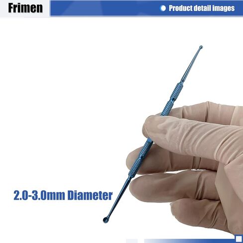 FRIMEN Titanium Double Ended Ophthalmic Curette 128mm Long for Chalazion Eye Treatment (2.0-3.0mm Diameter) in Kuwait