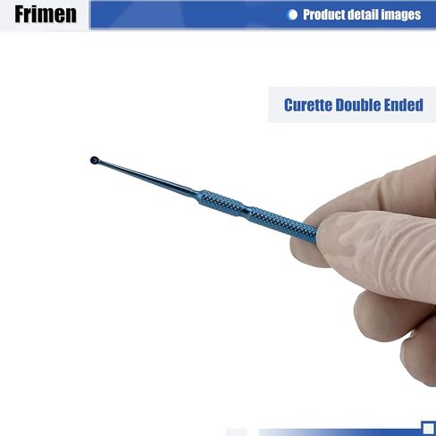 FRIMEN Titanium Double Ended Ophthalmic Curette 128mm Long for Chalazion Eye Treatment (2.0-3.0mm Diameter) in Kuwait