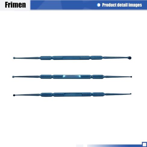 FRIMEN Titanium Double Ended Ophthalmic Curette 128mm Long for Chalazion Eye Treatment (2.0-3.0mm Diameter) in Kuwait