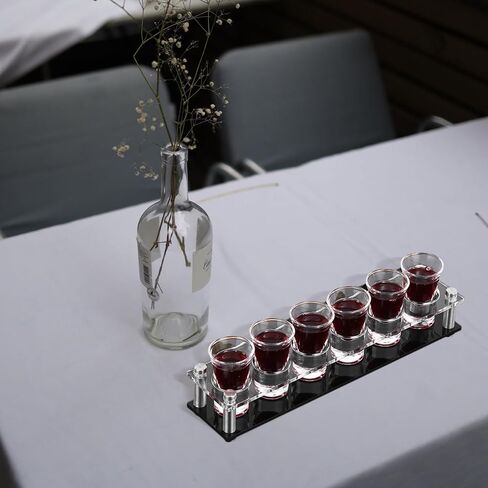 Toyvian Acrylic Shot Glass Holder Tray, 6 Slots Heavy Duty Shot Glasses Server Rack Carrier for Bar Home Gathering Party Festival Nightclub in Kuwait