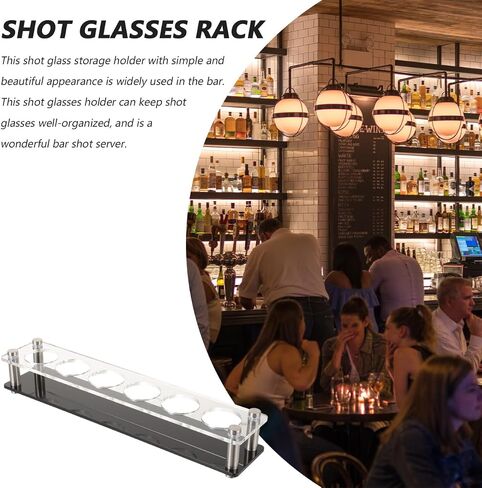 Toyvian Acrylic Shot Glass Holder Tray, 6 Slots Heavy Duty Shot Glasses Server Rack Carrier for Bar Home Gathering Party Festival Nightclub in Kuwait