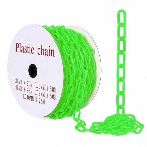 240FT Plastic Chain Links, High Visibility Safety Barrier with 50 s Hooks, Crowd Control for Parking, Driveways, Queue Lines, Construction; UV Resistant, Rustproof, Easy Install in Kuwait