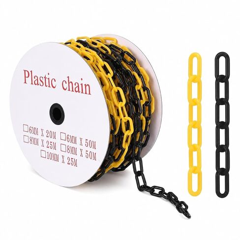 240FT Plastic Chain Links, High Visibility Safety Barrier with 50 s Hooks, Crowd Control for Parking, Driveways, Queue Lines, Construction; UV Resistant, Rustproof, Easy Install in Kuwait