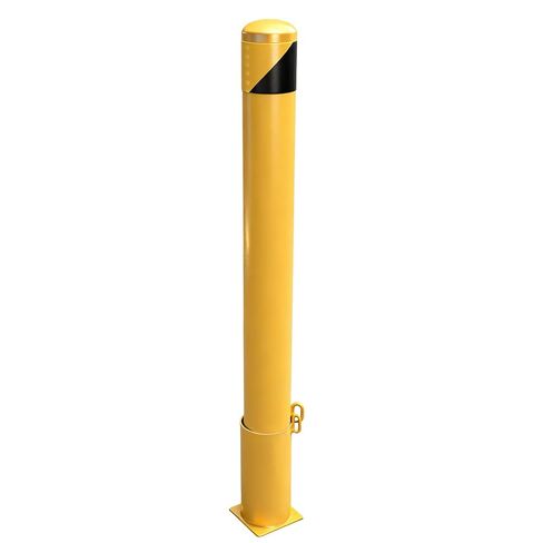 46" Removable Steel Safety Bollard Post with embedding Sleeve | 4-1/2" OD, Yellow Powder Coat | Heavy-Duty Traffic Control for Parking Lots, Driveways | High-Visibility Metal Barrier in Kuwait