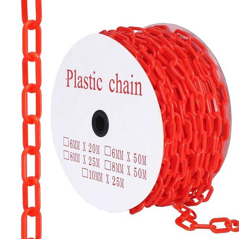 240FT Plastic Chain Links, High Visibility Safety Barrier with 50 s Hooks, Crowd Control for Parking, Driveways, Queue Lines, Construction; UV Resistant, Rustproof, Easy Install in Kuwait