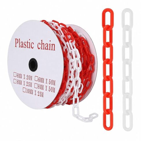 240FT Plastic Chain Links, High Visibility Safety Barrier with 50 s Hooks, Crowd Control for Parking, Driveways, Queue Lines, Construction; UV Resistant, Rustproof, Easy Install in Kuwait