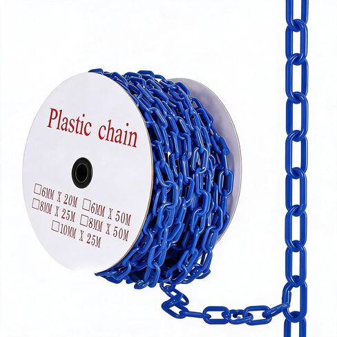 240FT Plastic Chain Links, High Visibility Safety Barrier with 50 s Hooks, Crowd Control for Parking, Driveways, Queue Lines, Construction; UV Resistant, Rustproof, Easy Install in Kuwait