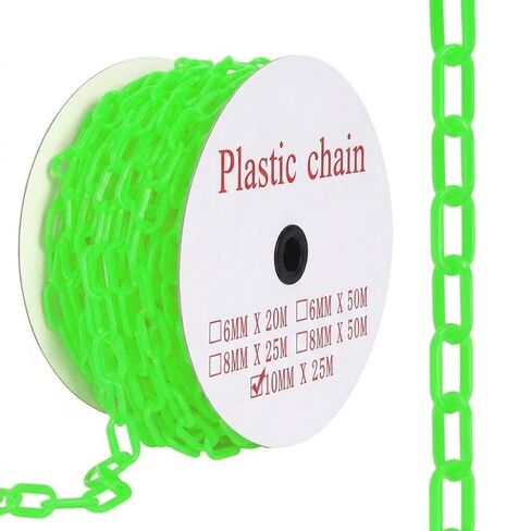 240FT Plastic Chain Links, High Visibility Safety Barrier with 50 s Hooks, Crowd Control for Parking, Driveways, Queue Lines, Construction; UV Resistant, Rustproof, Easy Install in Kuwait