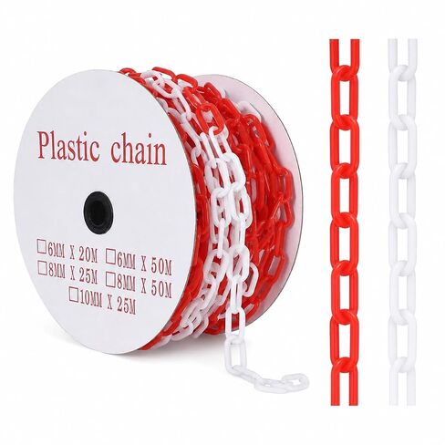 240FT Plastic Chain Links, High Visibility Safety Barrier with 50 s Hooks, Crowd Control for Parking, Driveways, Queue Lines, Construction; UV Resistant, Rustproof, Easy Install in Kuwait