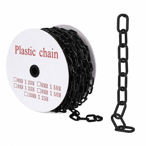 240FT Plastic Chain Links, High Visibility Safety Barrier with 50 s Hooks, Crowd Control for Parking, Driveways, Queue Lines, Construction; UV Resistant, Rustproof, Easy Install in Kuwait