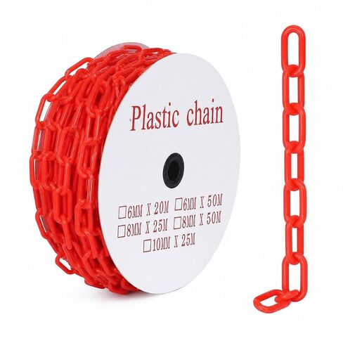 240FT Plastic Chain Links, High Visibility Safety Barrier with 50 s Hooks, Crowd Control for Parking, Driveways, Queue Lines, Construction; UV Resistant, Rustproof, Easy Install in Kuwait