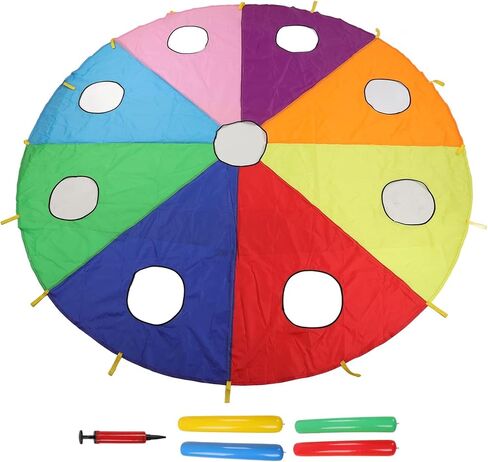 Mini Umbrella Parachute Play Set with 9 Holes - Round Inflatable Stick Pounding Game for Outdoors, Durable Polyester Material for Kindergarten and Parent-Child Activities in Kuwait