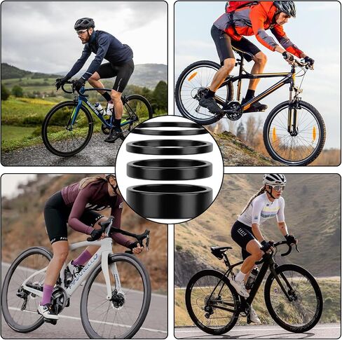 12PCS Headset Spacers Set,Black Aluminum Bike Headset Spacers,Multi-Size (2mm/3mm/5mm/10mm) for Road, MTB,Electric Bike in Kuwait