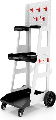 Welding Cart, 3-Tier Tool Cart with Wheels with Side Hangers, a Backboard, and Hooks, Mechanic Equipment Tool Storage Organizer, Suitable for Mobile Operations in Kuwait