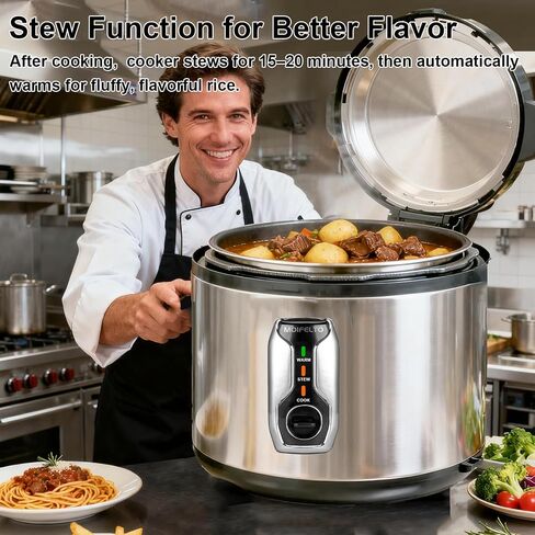 16L Commercial rice cooker 90 cups cooked Large Stainless Steel rice Commercial for 65-75 people 1550W Electiric Rice Warmer, with One-Touch Operation | Auto Keep Warm| Non-Stick Inner Pot in Kuwait