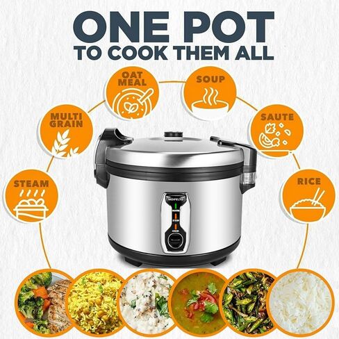 16L Commercial rice cooker 90 cups cooked Large Stainless Steel rice Commercial for 65-75 people 1550W Electiric Rice Warmer, with One-Touch Operation | Auto Keep Warm| Non-Stick Inner Pot in Kuwait