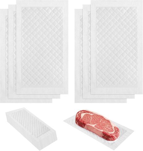 4x7 Inch Meat Absorbent Pads, 200 Pcs 60 Grams Capacity Food-Grade White Soaker Pads for Freshness, Leak Protection with Trays and Vacuum Sealer Bags, Ideal for Meat, Poultry, and Fish Packaging in Kuwait