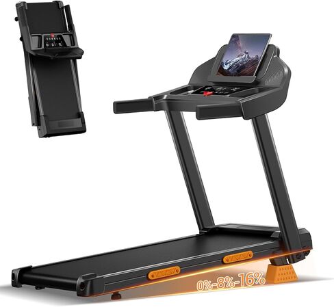 16% Treadmills for Home with Handle, 3 in 1 Portable Treadmill with Incline, Foldable Treadmill with Three Screen, 12 Preset Programs, 400LBS in Kuwait